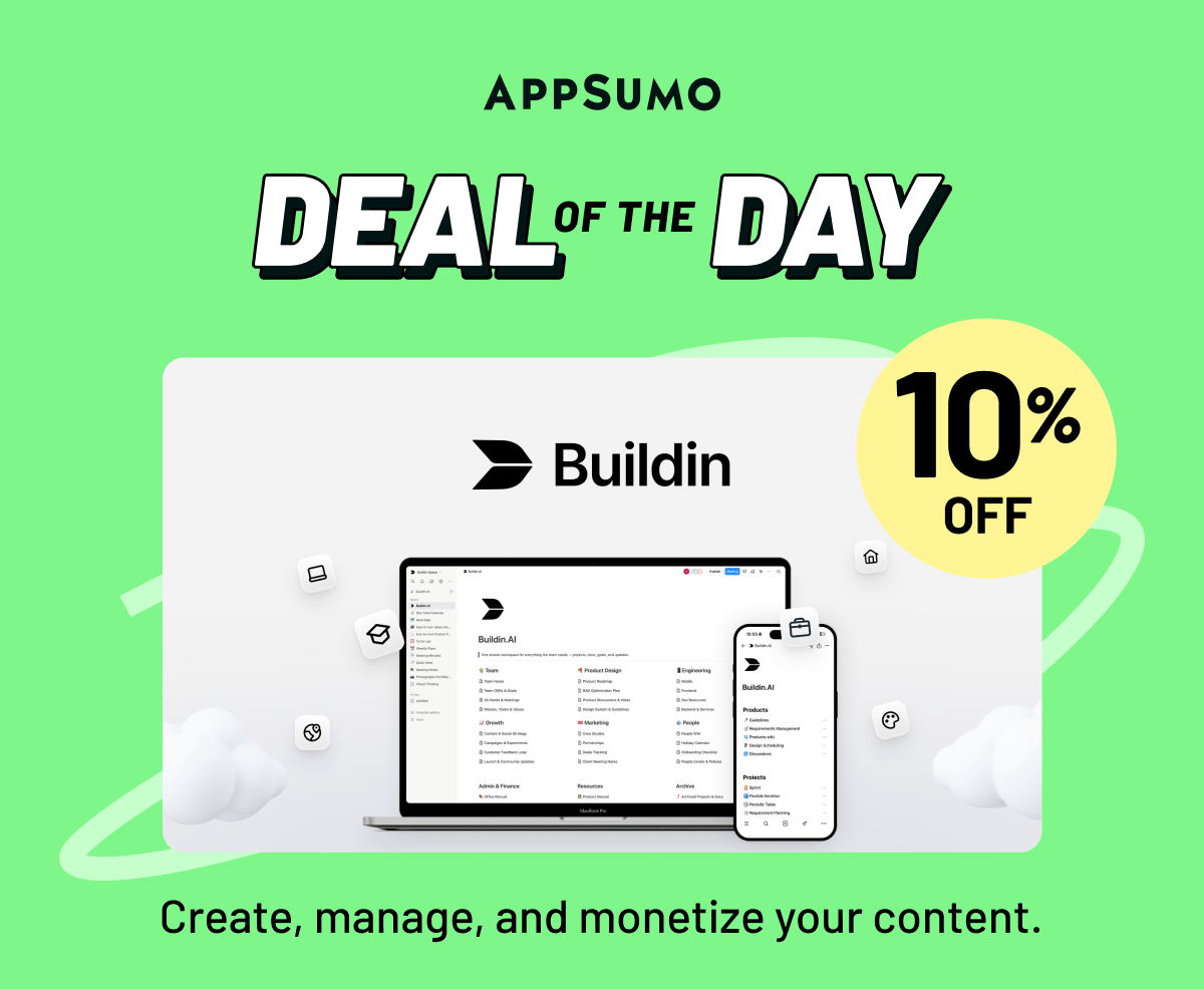 Deal of the day: Buildin: Create, manage, and monetize your content.