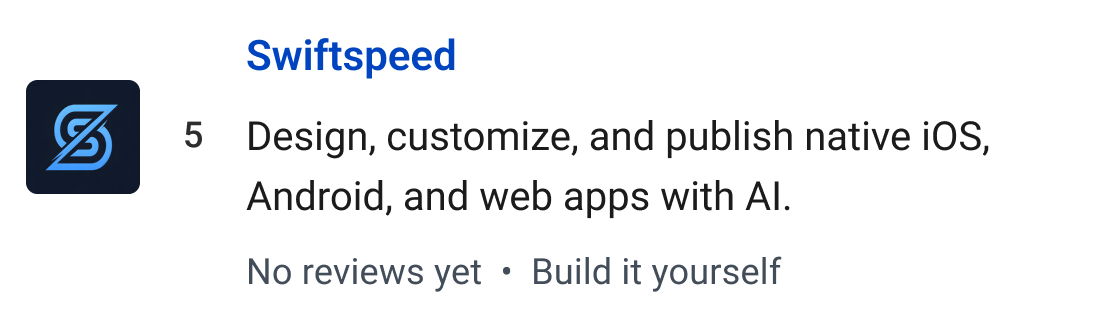 Swiftspeed: Design, customize, and publish native iOS, Android, and web apps with AI.