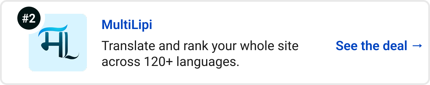 MultiLipi - Translate and rank your whole site across 120+ languages. See the deal →