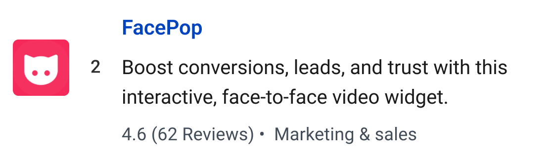 FacePop: Boost conversions, leads, and trust with this interactive, face-to-face video widget.