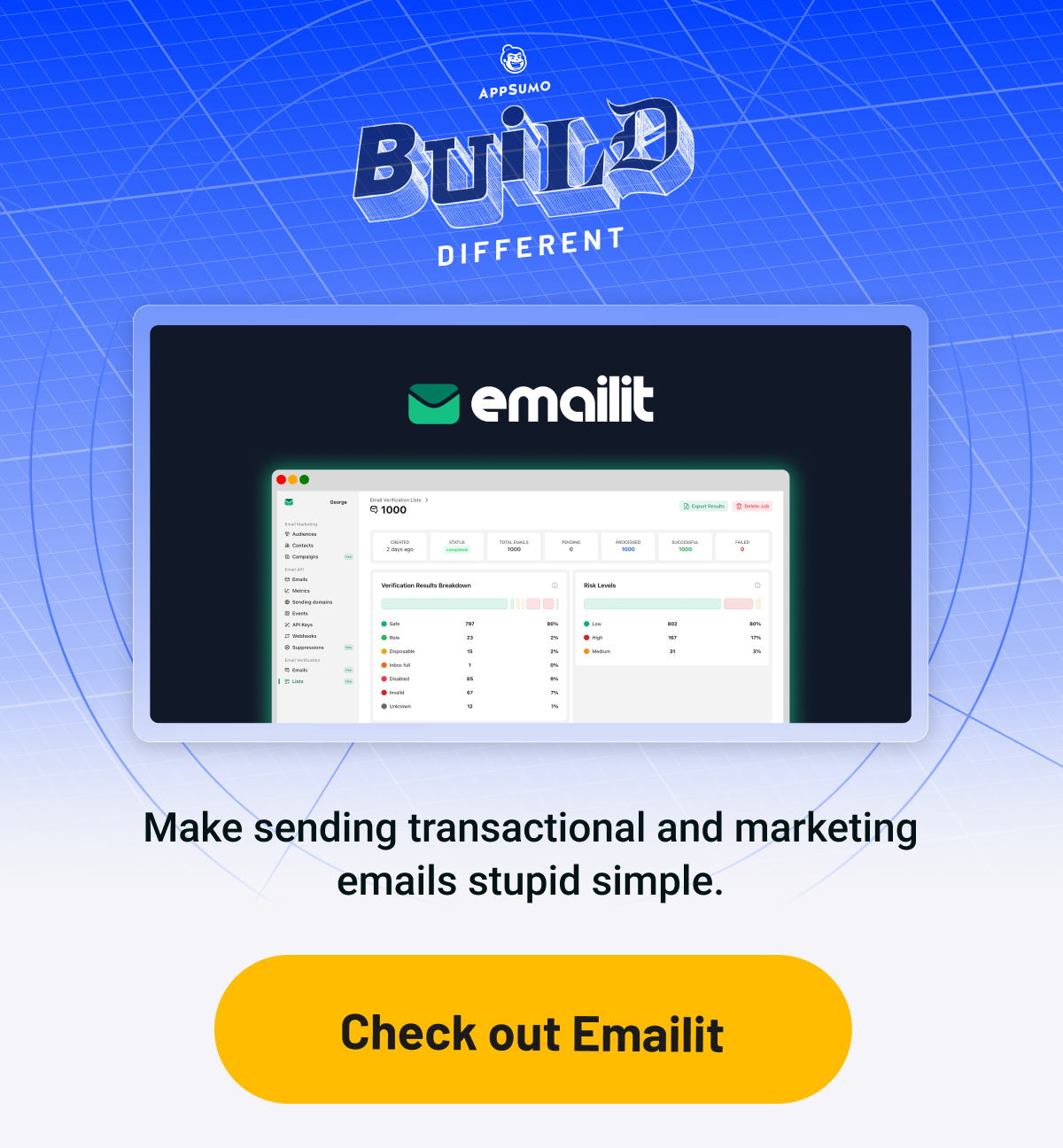 Emailit: Make sending emails stupid simple with quick and reliable delivery using campaigns, SMTP, or API.