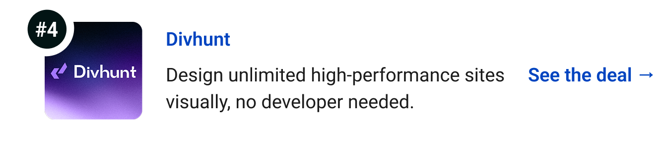 Divhunt - Design unlimited high-performance sites visually, no developer needed. See the deal →