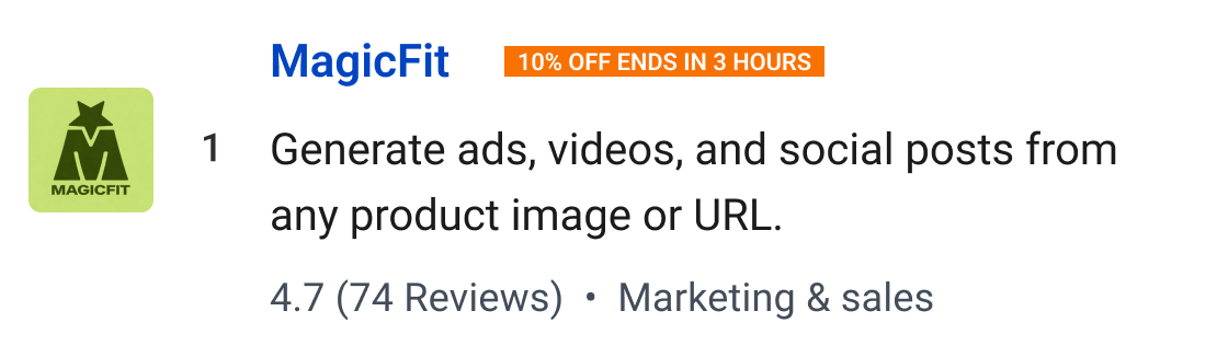MagicFit: Generate ads, videos, and social posts from any product image or URL.