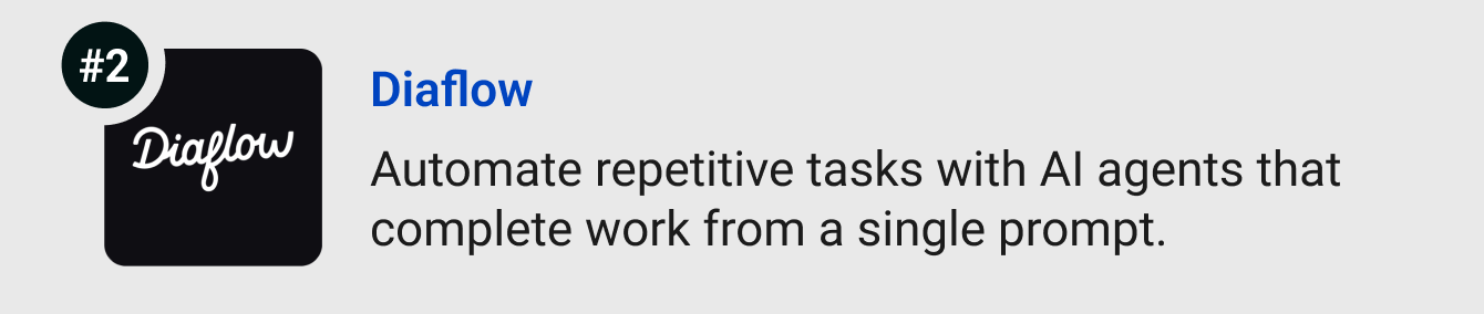 Diaflow - Automate repetitive tasks with AI agents that complete work from a single prompt.