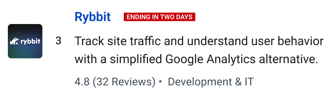 Rybbit: Track site traffic and understand user behavior with a simplified Google Analytics alternative.