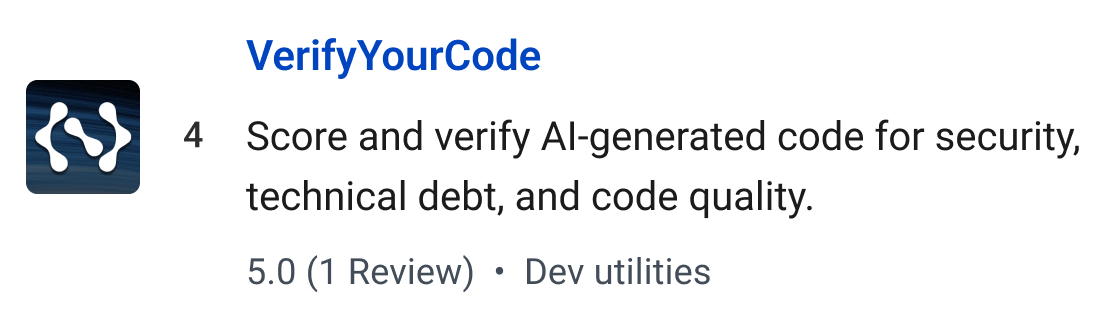 VerifyYourCode: Score and verify AI-generated code for security, technical debt, and code quality.
