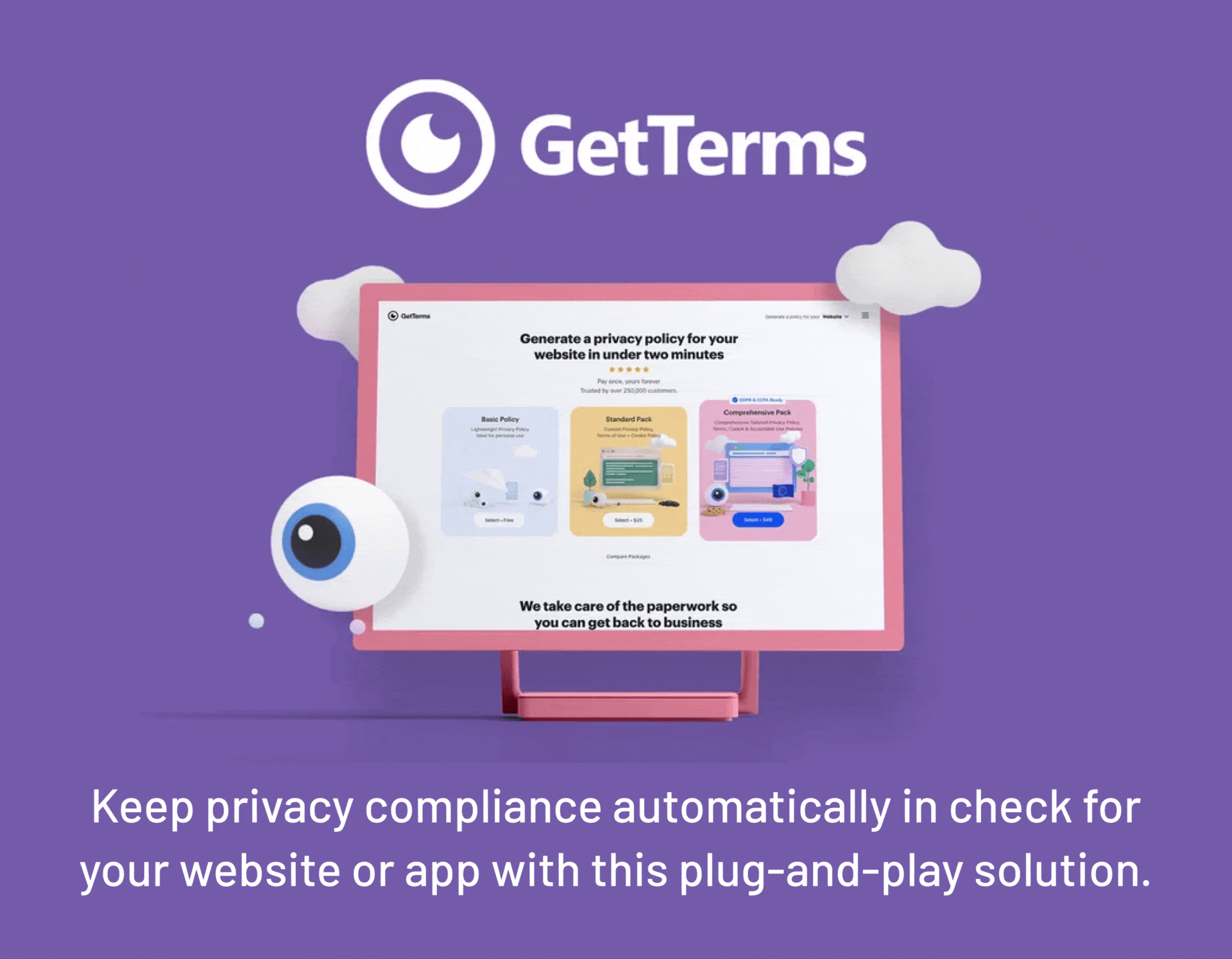 GetTerms: Leaving soon. gone in 2 days. Keep privacy compliance automatically in check for your website or app with this plug-and-play solution. 
