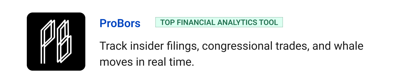 ProBors (Top Financial Analytics Tool) - Track insider filings, congressional trades, and whale moves in real time.