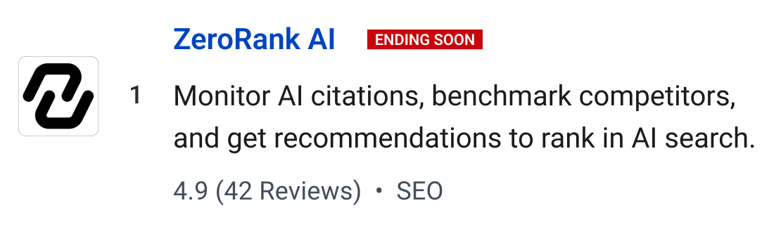 ZeroRank AI (Ending soon): Monitor AI citations, benchmark competitors, and get recommendations to rank in AI search.
