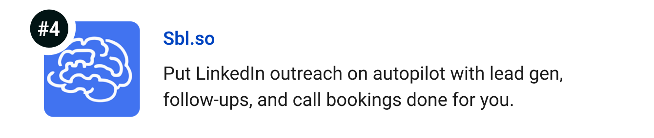 Sbl.so - Put LinkedIn outreach on autopilot with lead gen, follow-ups, and call bookings done for you.