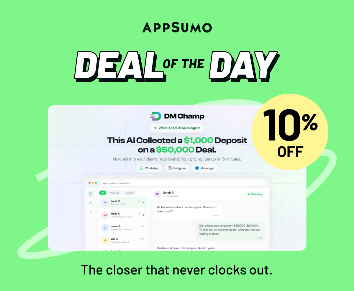 Deal of the day: DM Champ. The closer that never clocks out