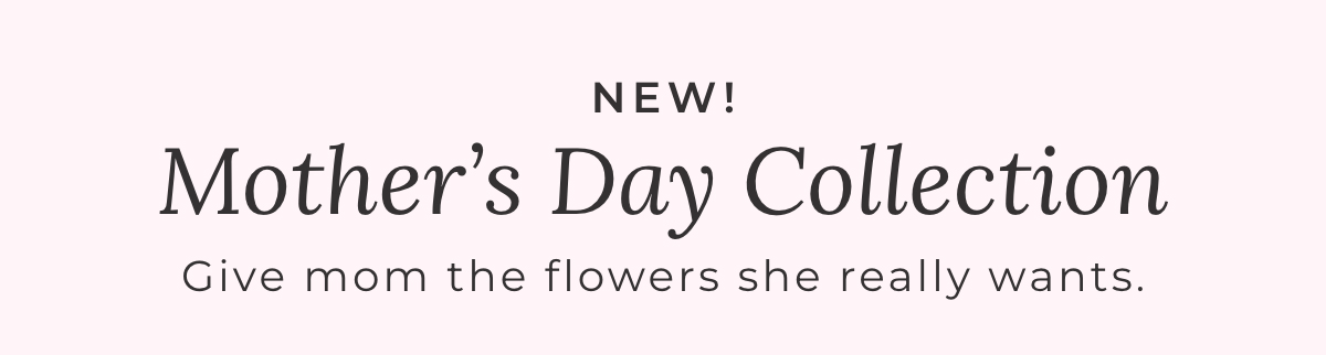 New! Mother's Day Collection. Give mom the flowers she really wants.