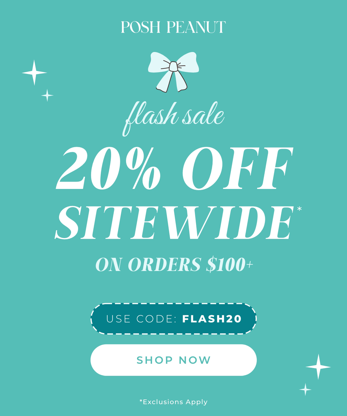 Posh Peanut Flash Sale: 20% Off Sitewide on Orders $100+