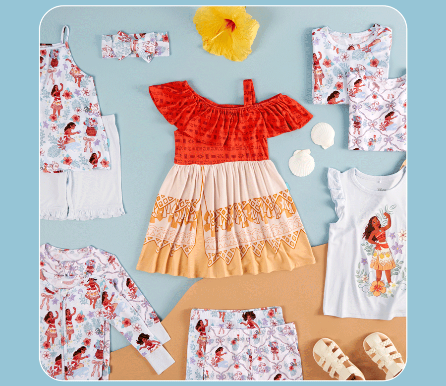 Just Set Sail! Answer the call of the ocean with new styles! Inspired by characters you love and tripical florals, they're perfect for new adventures together. [SHOP NOW]