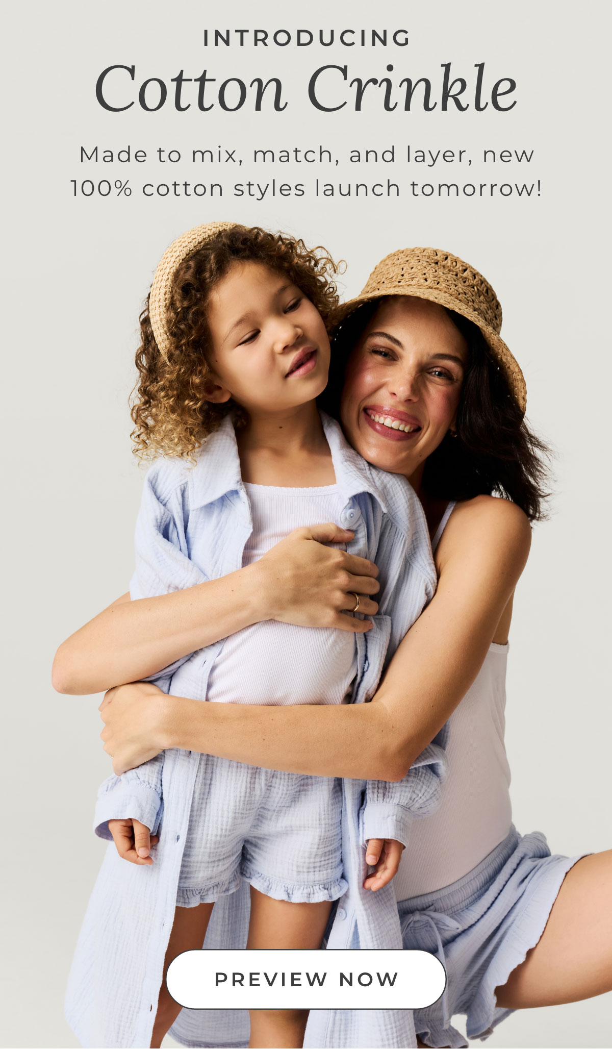 Introducing Cotton Crinkle: Made to mix, match, and layer, new 100% cotton styles launch tomorrow!