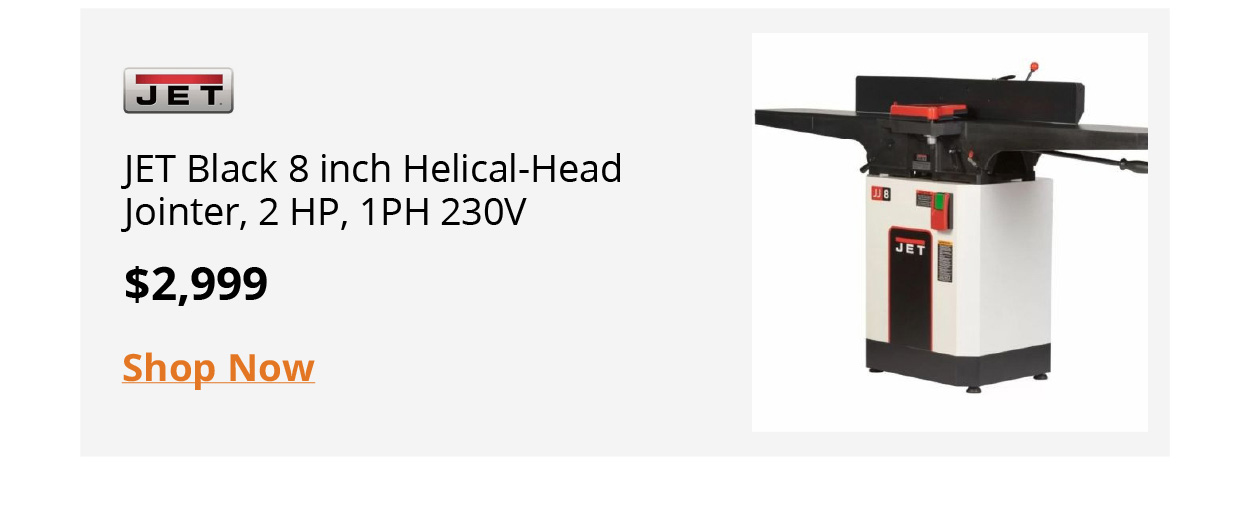 JET Black 8 inch Helical-Head Jointer