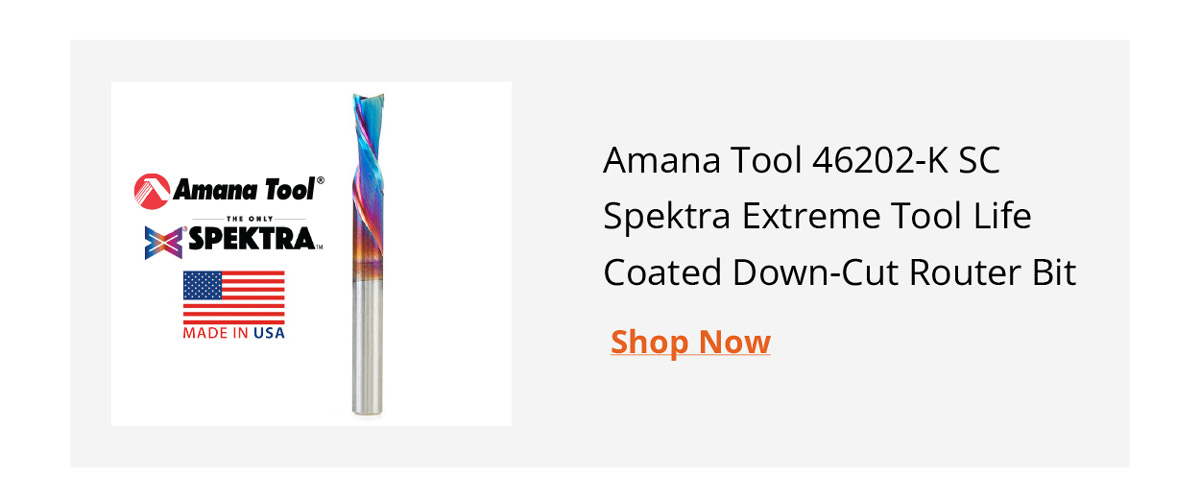 Amana Tool 46202-K Spiral Plunge 1/4 Dia x 3/4 CH x 1/4 SHK 2-1/2 Inch Long Down-Cut Router Bit