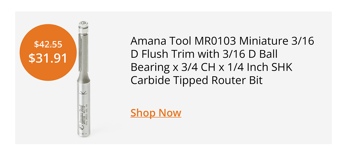 Amana Tool MR0103 Miniature 3/16 D Flush Trim