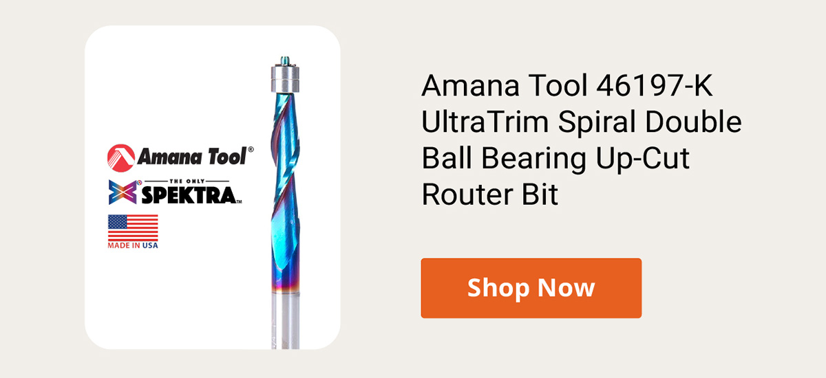 Amana Tool 46197-K UltraTrim Spiral Double Ball Bearing Up-Cut Router Bit