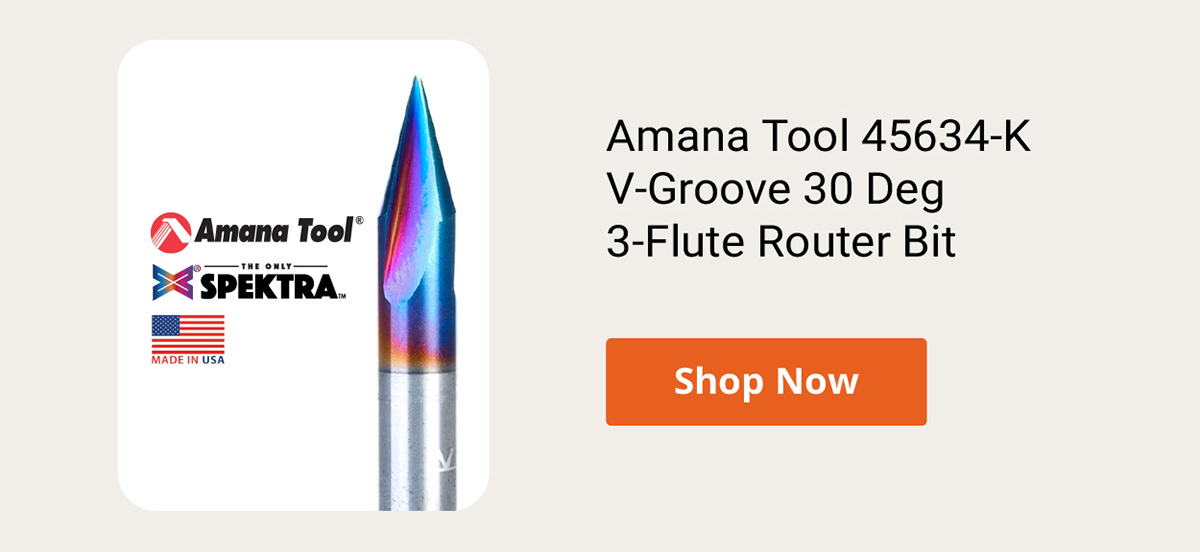 Amana Tool 45634-K V-Groove 30 Deg 3-Flute Router Bit