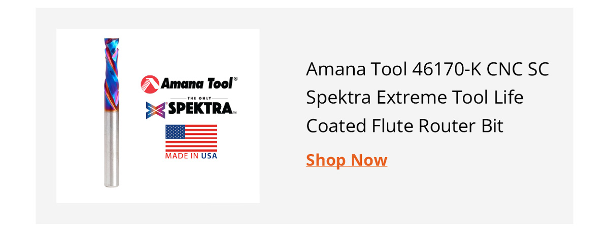 Amana Tool 46170-K CNC Compression Spiral 1/4 D x 7/8 CH x 1/4 SHK x 2-1/2 Inch Long 2 Flute Router Bit