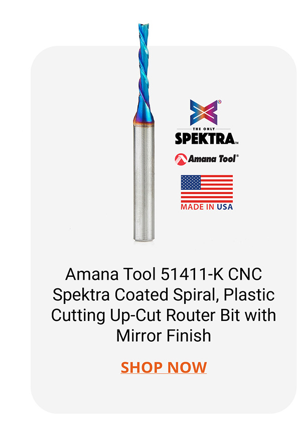 Amana Tool 51411-K CNC Spektra Coated Spiral, Plastic Cutting Up-Cut Router Bit with Mirror Finish