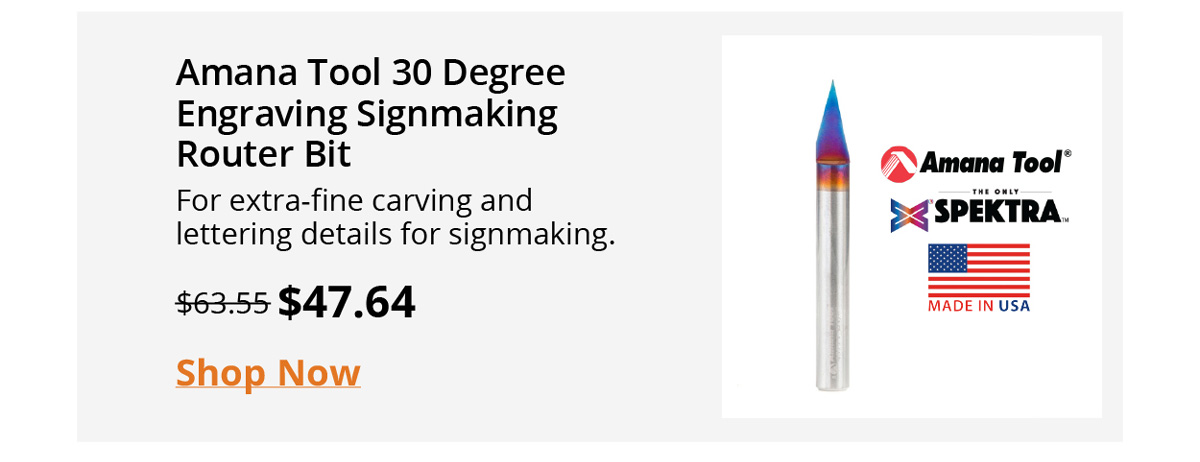 Amana Tool 30 Degree Engraving Signmaking Router Bit
