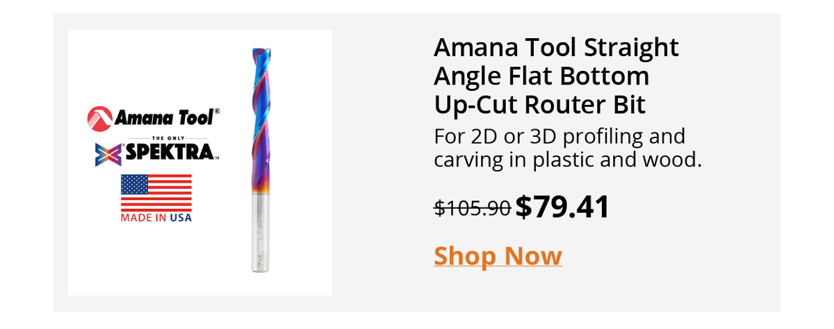 Amana Tool Straight Angle Flat Bottom Up-Cut Router Bit