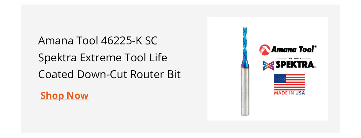 Amana Tool 46225-K Spiral Plunge 1/8 Dia x 13/16 CH x 1/4 SHK 2-1/2 Inch Long Down-Cut Router Bit