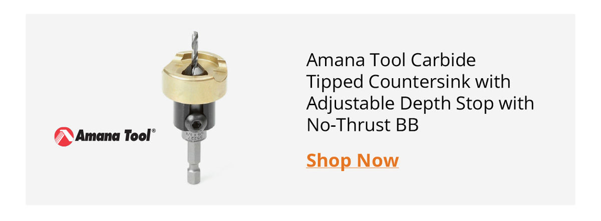Amana Tool Carbide Tipped Countersink with Adjustable Depth Stop with No-Thrust BB
