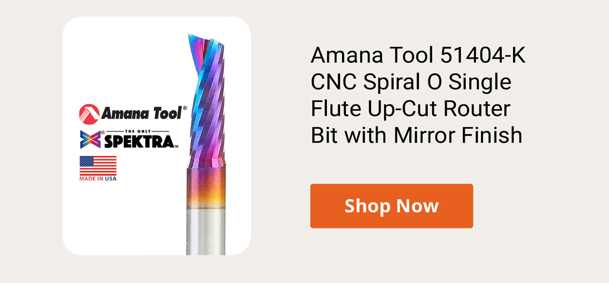 Amana Tool 51404-K CNC Spiral O Single Flute Up-Cut Router Bit with Mirror Finish