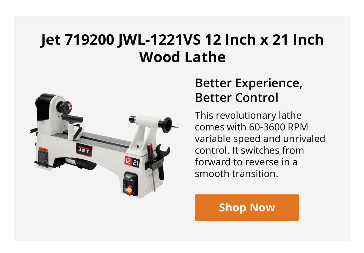 Jet 719200 JWL-1221VS 12 Inch x 21 Inch Wood Lathe