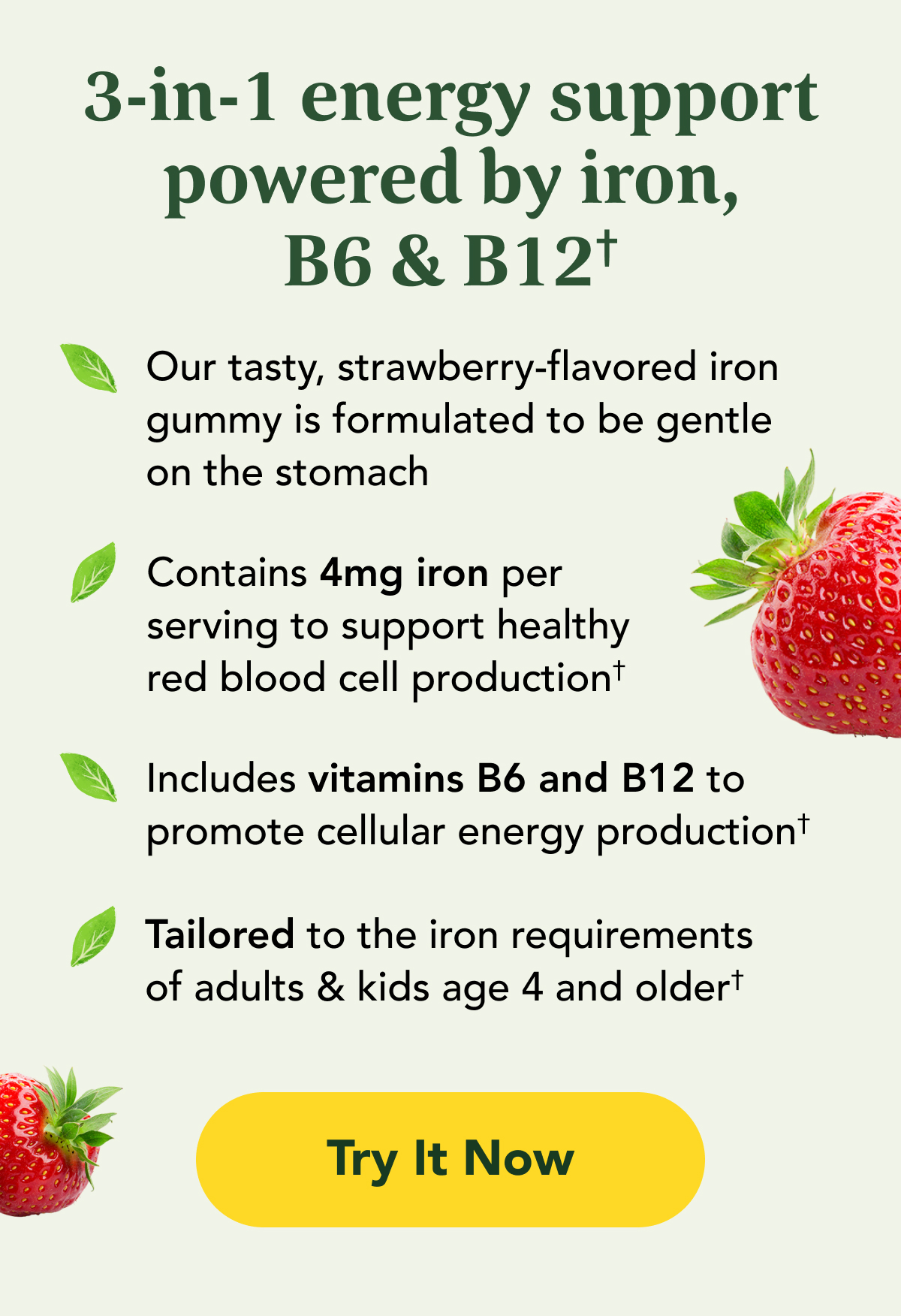 3-in-1 energy support powered by Iron