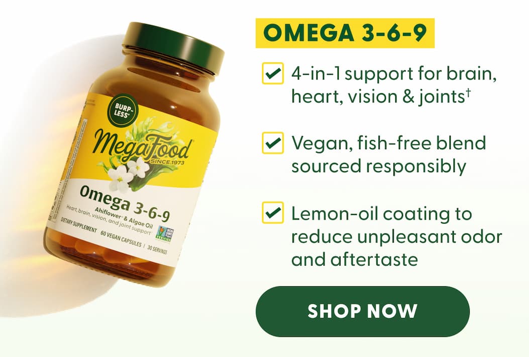OMEGA 3-6-9 | 4-in-1 support for brain, heart, vision & joints† | Vegan, fish-free blend sourced responsibly | Lemon-oil coating to reduce unpleasant odor and aftertaste | SHOP NOW