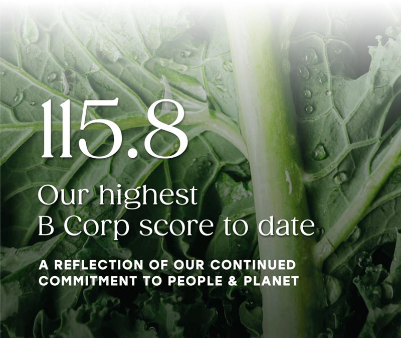 115.8 | Our highest B Corp score to date | A reflection of our continued commitment to people & planet