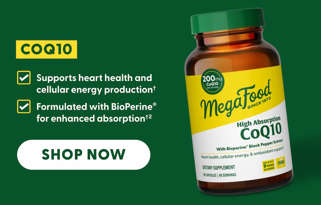 CoQ10 | Supports heart health and cellular energy production† | Formulated with BioPerine® for enhanced absorption†(2) | SHOP NOW