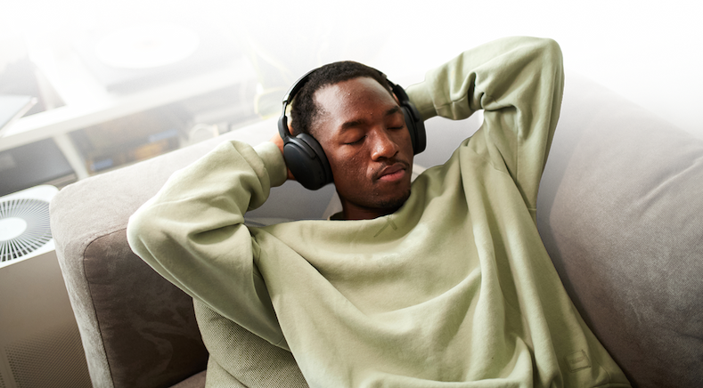 Man relaxing with headphones