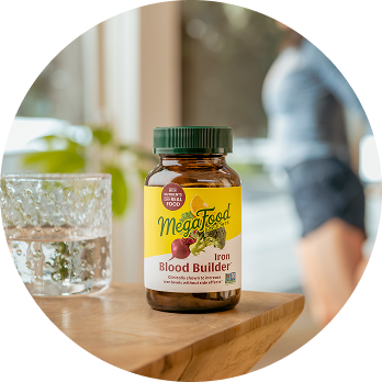 MegaFood Iron Blood Builder on a kitchen counter