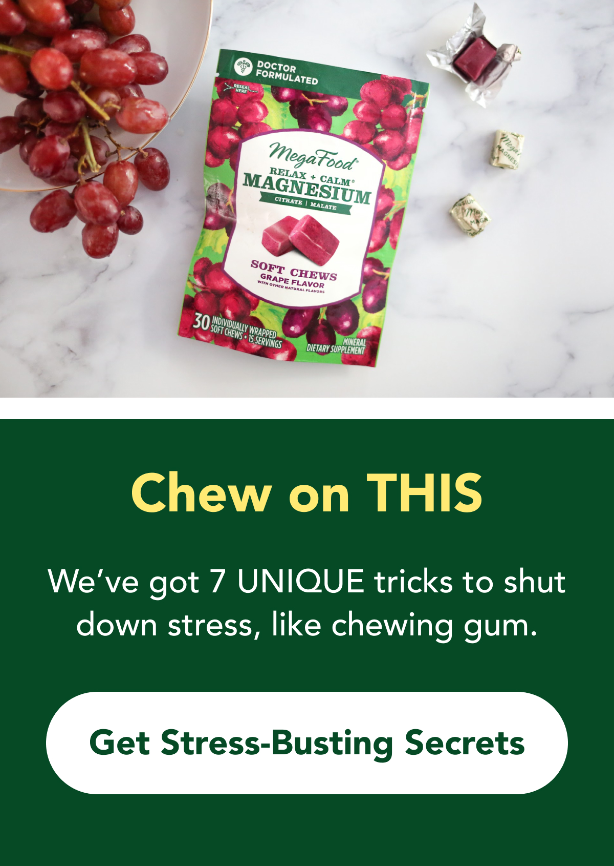 Chew on THIS  We've got 7 UNIQUE tricks to shut down stress, like chewing gum.