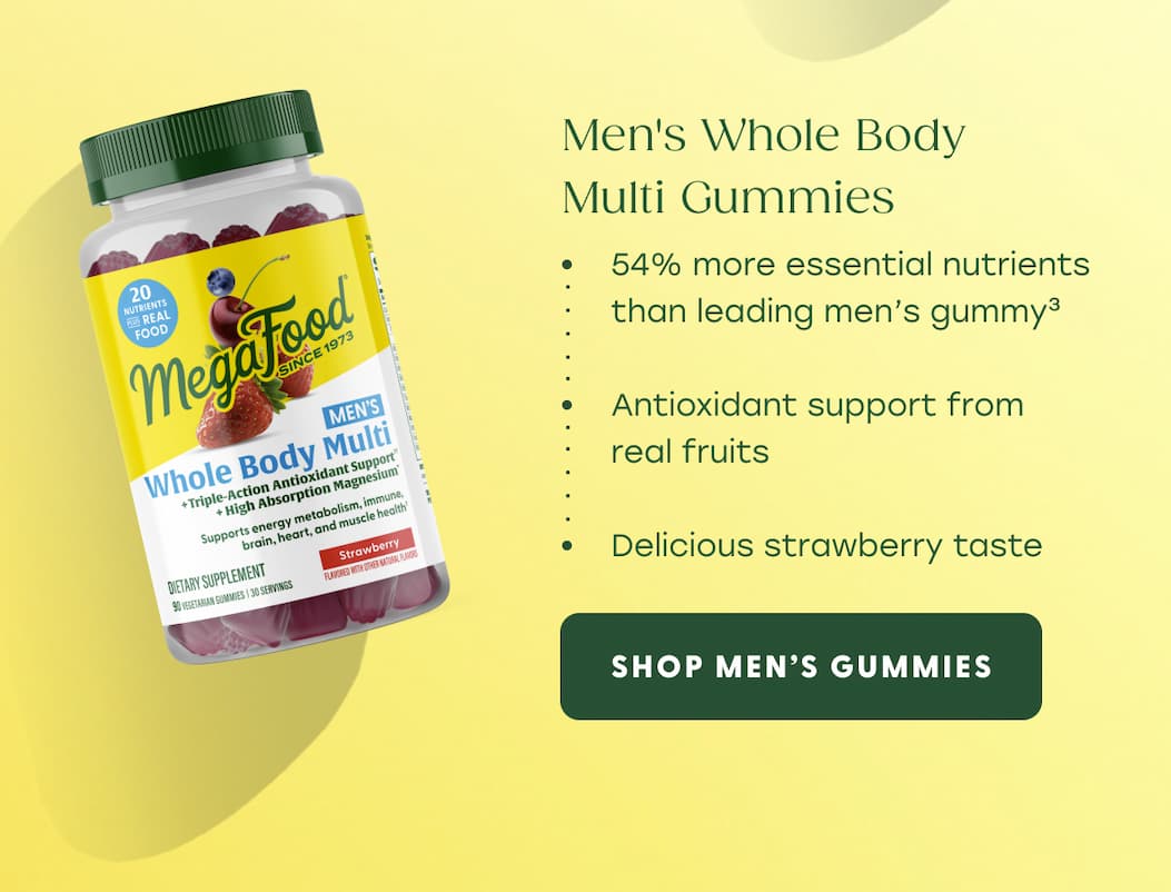 Men's Whole Body Multi Gummies | 54% more essential nutrients than leading men's gummy(3) | Antioxidant support from real fruits | Delicious strawberry taste | Shop Men's Gummies