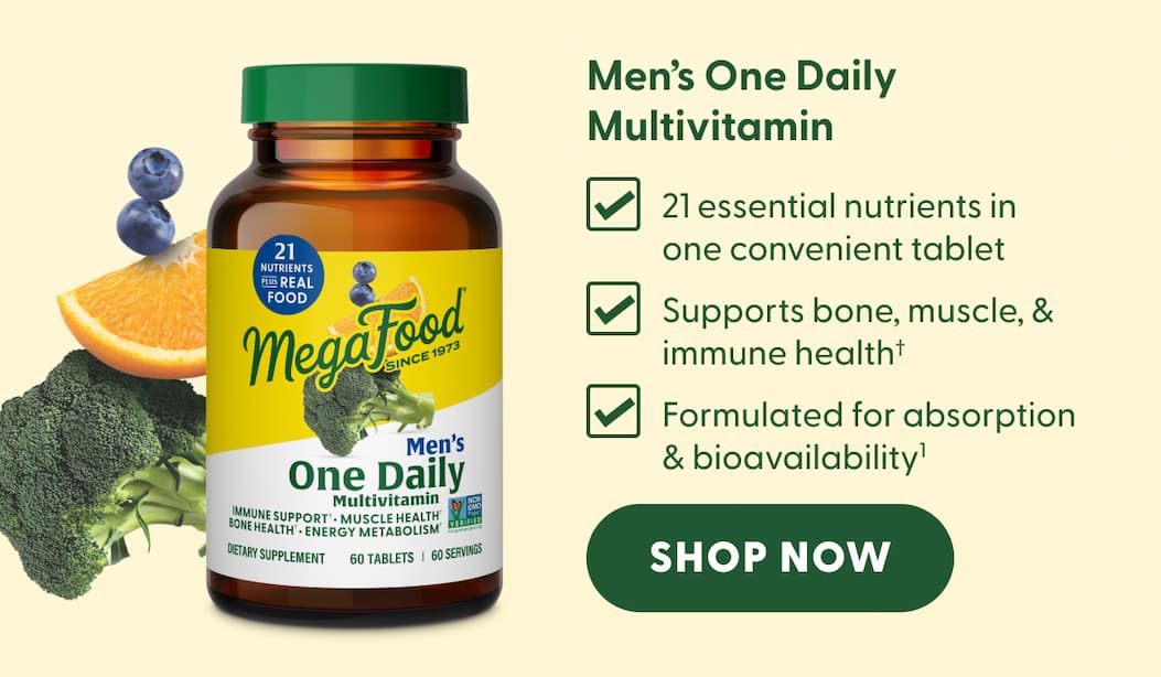 Men's One Daily Multivitamin | 21 essential nutrients in one convenient tablet | Supports bone, muscle & immune health† | Formulated for absorption & bioavailability(1) | SHOP NOW