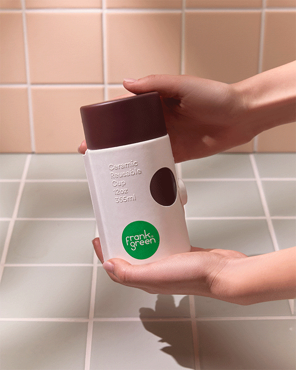 12oz/355ml Ceramic Reusable Cup in pulp packaging