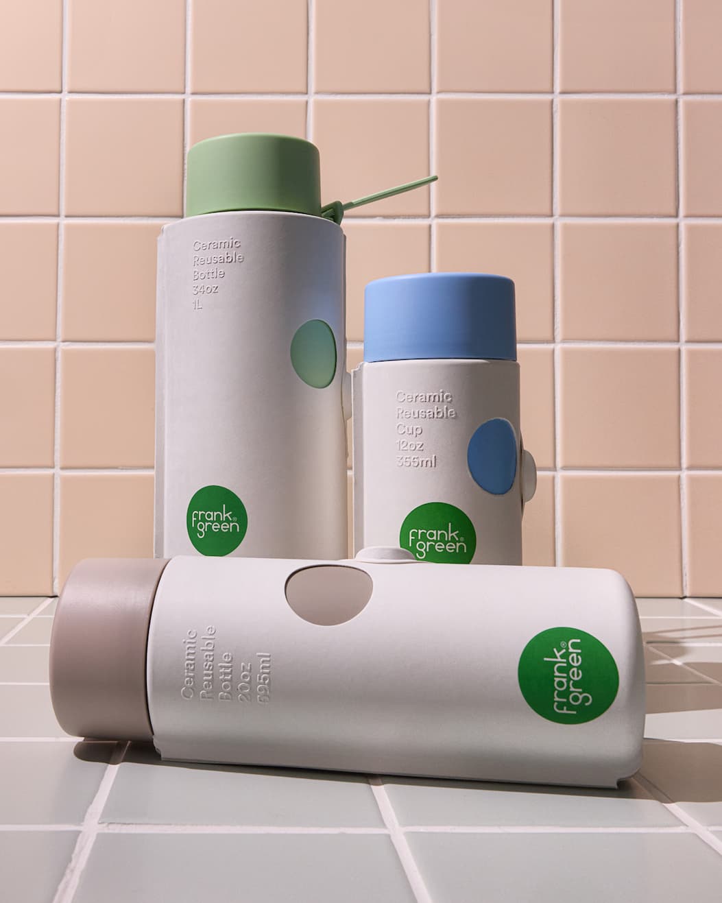 Ceramic Reusable Cups and Bottles in pulp packaging