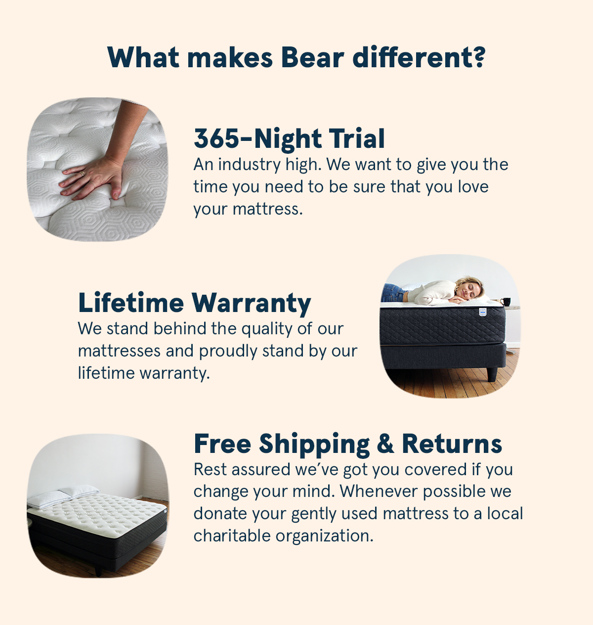 365Night Trial, Lifetime Warranty Learn More About How Bear are