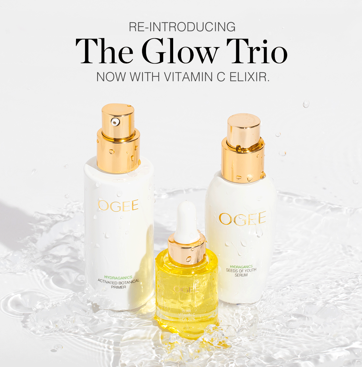 RE-INTRODUCING The Glow Trio - NOW WITH VITAMIN C ELIXIR.