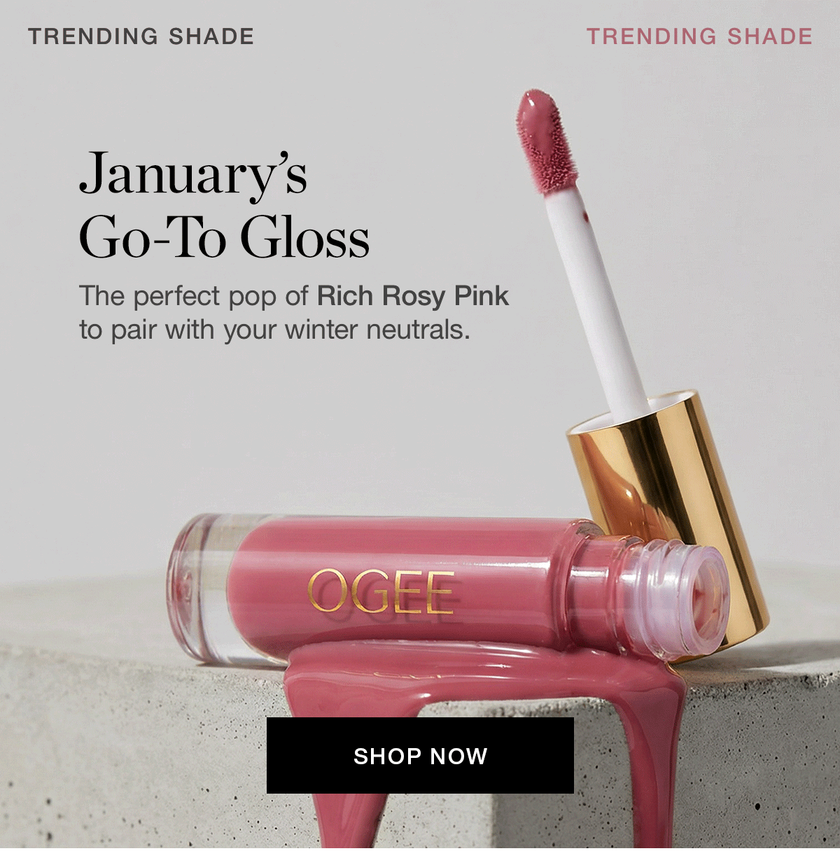 The perfect pop of Rich Rosy Pink to pair with your winter neutrals.