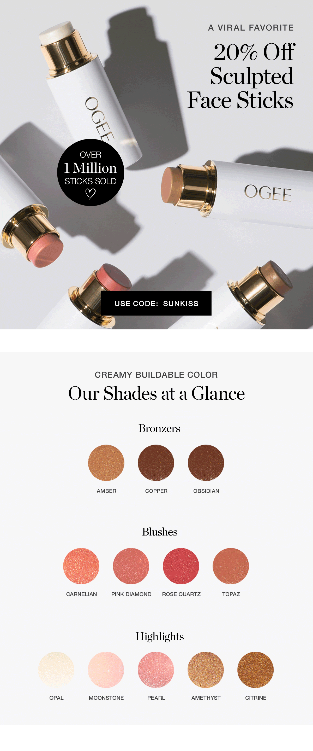 20% Off Sculpted Face Sticks | Use Code: SUNKISS