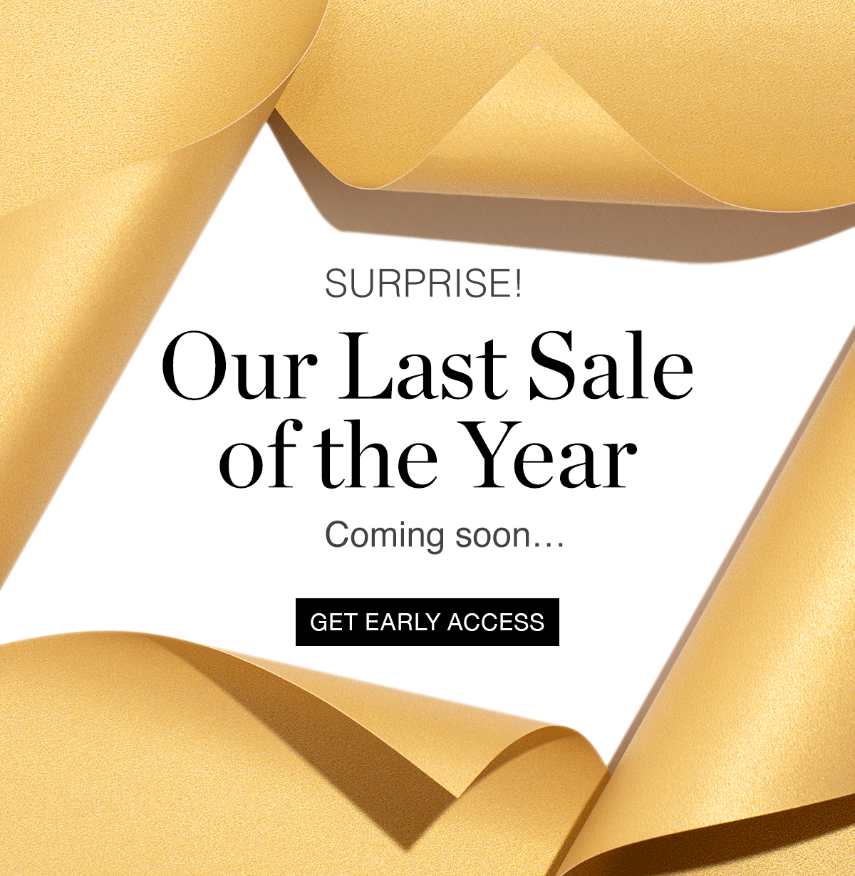 SURPRISE! Our Last Sale of the Year - Coming soon…