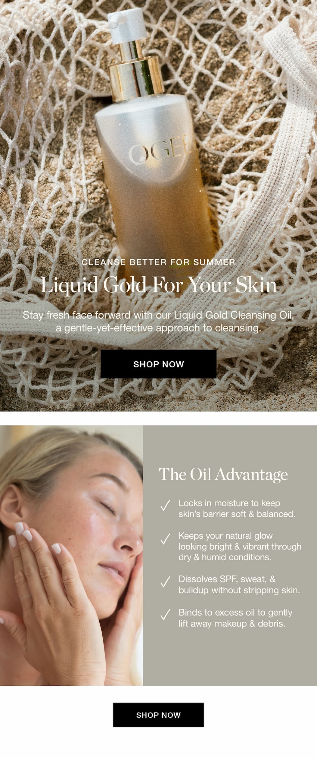 Stay fresh face forward with our Liquid Gold Cleansing Oil, a gentle-yet-effective approach to cleansing.