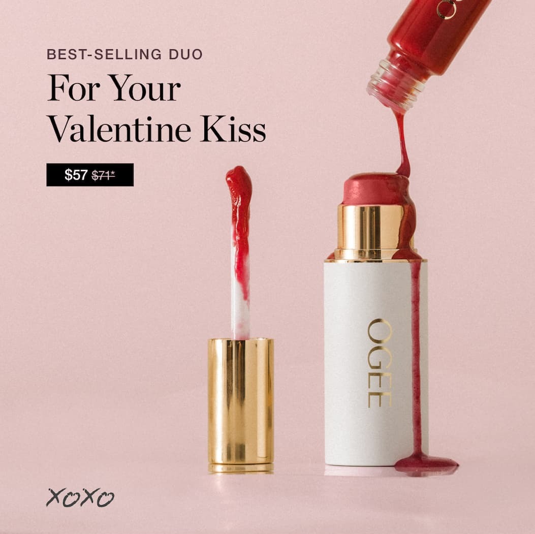 Our #1 best-selling blush & gloss duo in Midnight's Kiss is the  perfect monochromatic lip-to-cheek look for Valentine's Day.